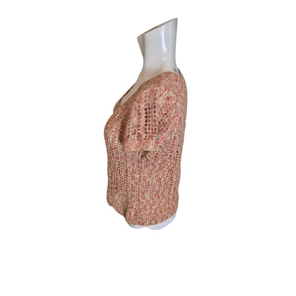 J H Collectibles VTG Boho Crochet Sweater Top Open Knit Short Sleeve Top Sz L - Picture 5 of 7